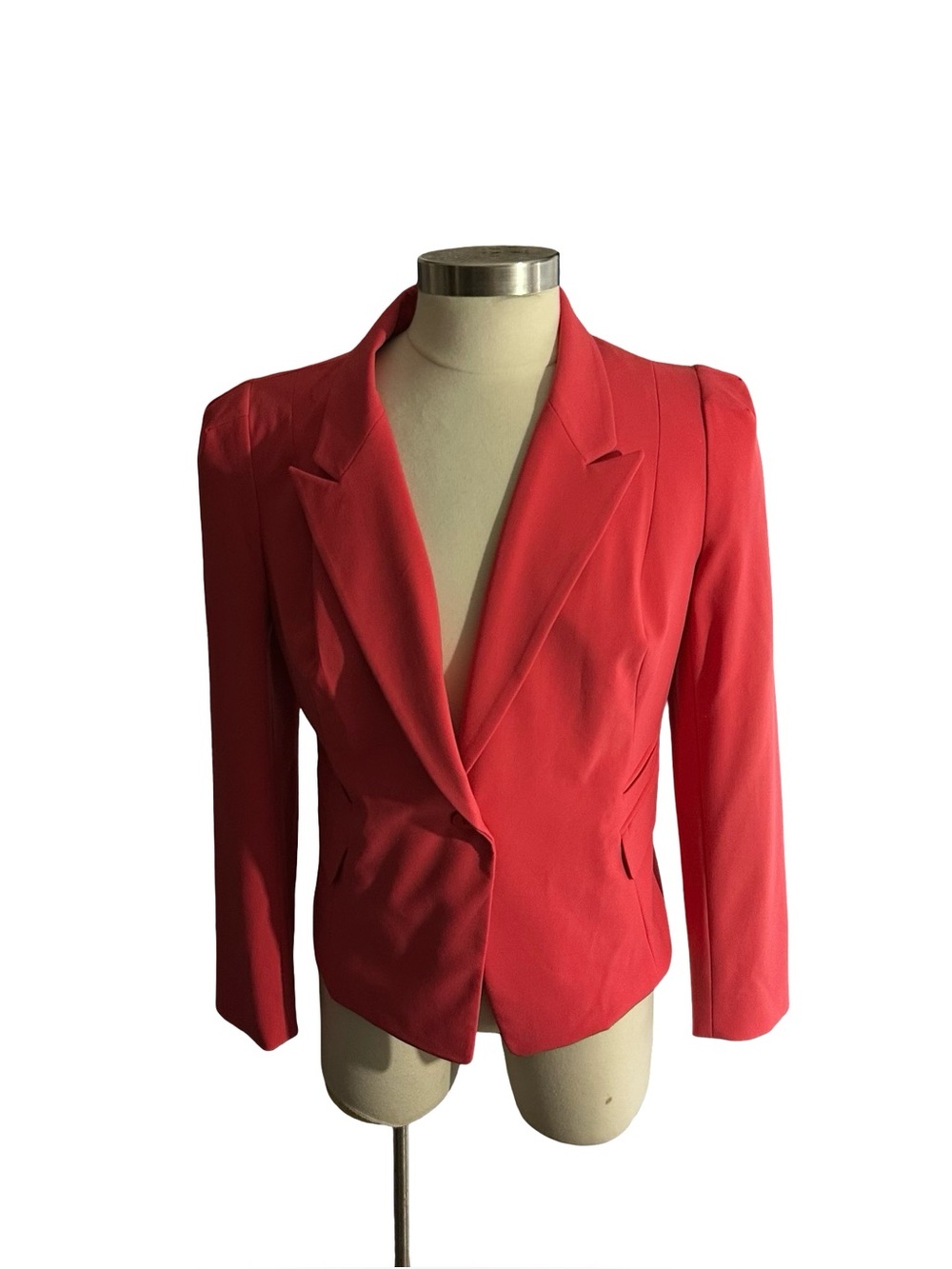 New New York & Company Women Stretch Coral Pink 1 Button Blazer Jacket Sz 18 NWT
